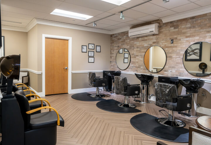 Indoor Beauty Salon in a Memory Care Facility Designed for Seniors with Alzheimer's Indoor Beauty Salon in a Memory Care Facility Designed for Seniors with Alzheimer's