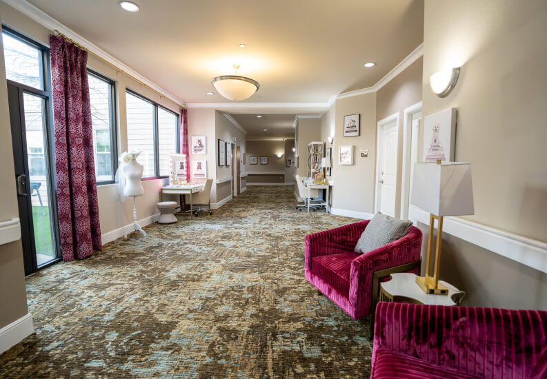 Spacious and Safe Memory Care Facility Hallway For Seniors Living with Dementia Spacious and Safe Memory Care Facility Hallway For Seniors Living with Dementia