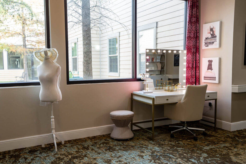 Lighted Vanity Desk and Dress Form at Memory Care Homes