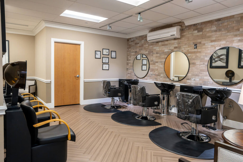 On-Site Beauty Salon with Styling Chairs at Memory Care Facility